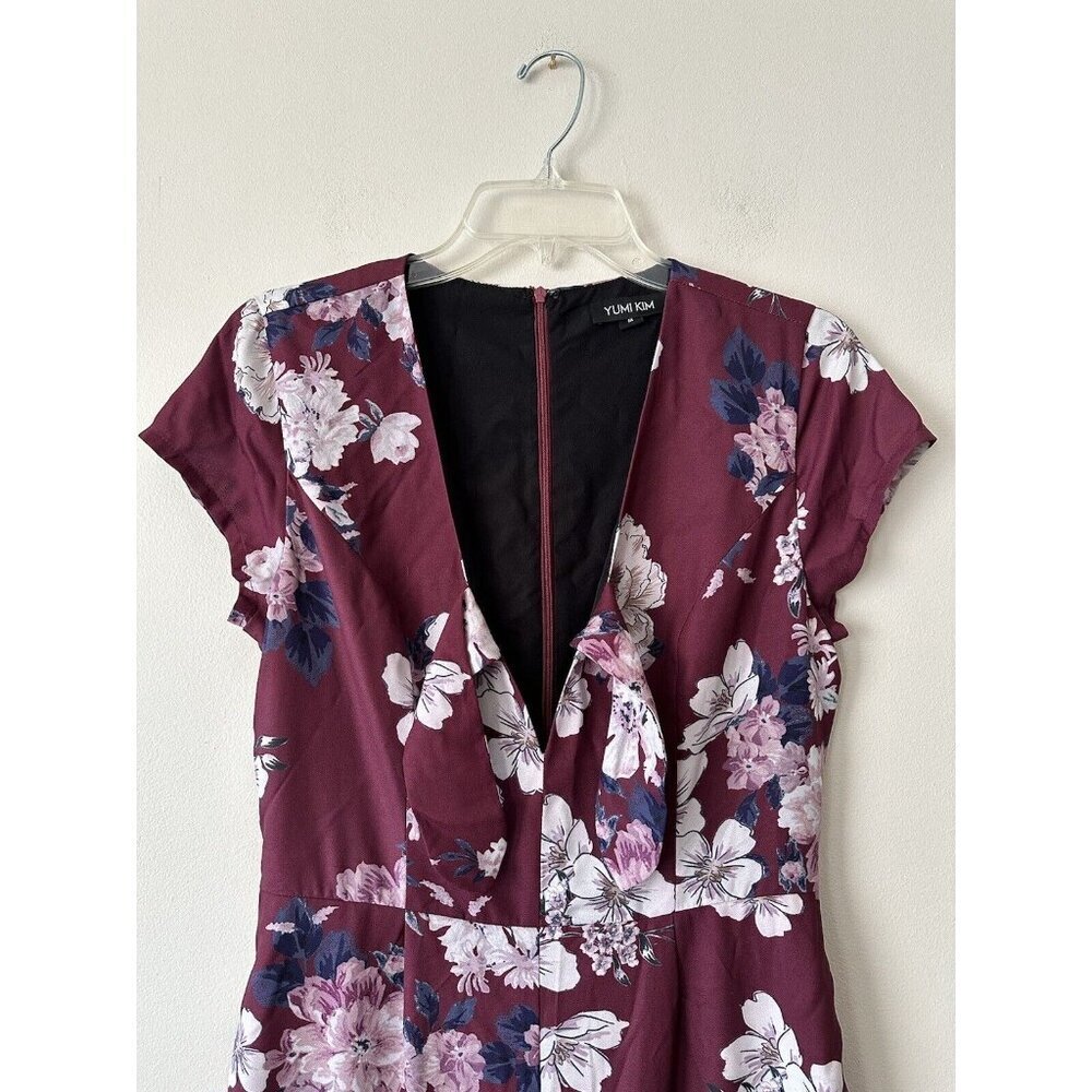 Anthropologie Yumi Kim Floral Print Cutout Jumpsuit Size M Date Night Bow Classy - Picture 8 of 16